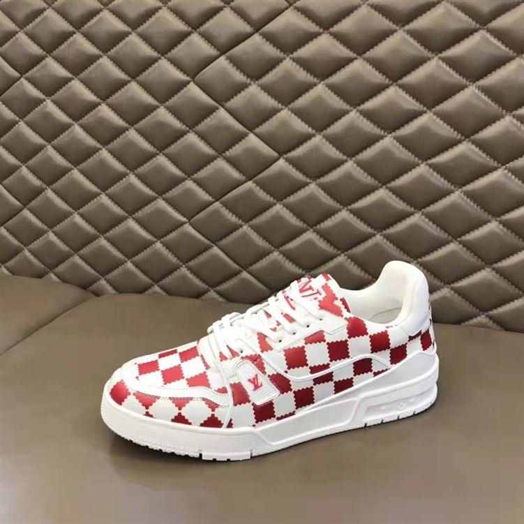 LOUIS VUITTON TRAINER SNEAKER RED WHITE DAMIER – LVS044