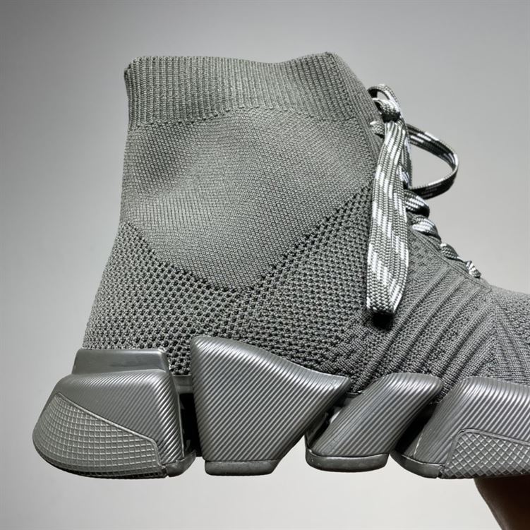 BALENCIAGA MEN’S SPEED 2.0 LACE-UP RECYCLED KNIT SNEAKER IN GREEN – BLA034