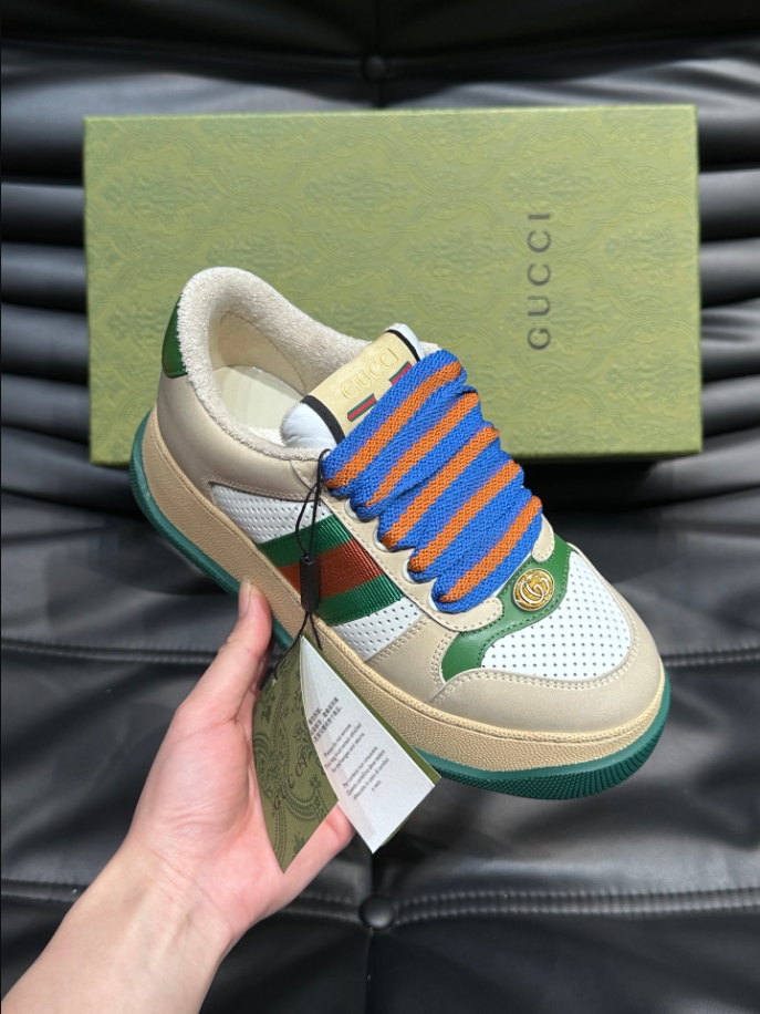 Gucci Screener Trainer With Web Beige Green Sneaker – GCC177