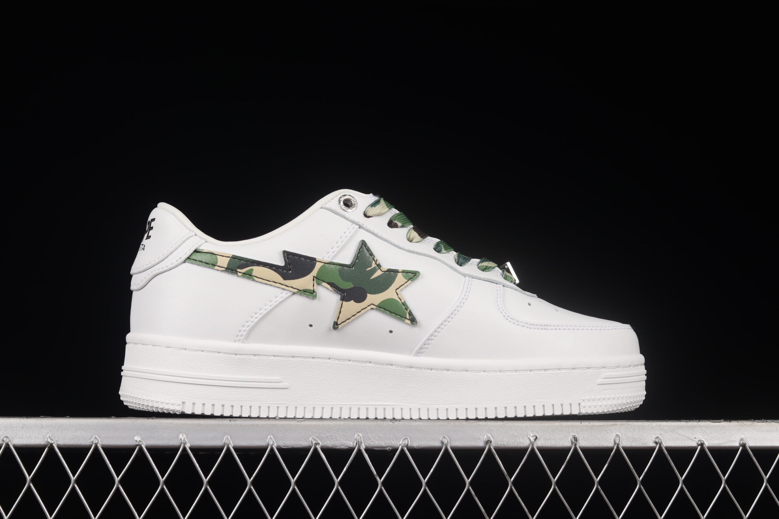 A Bathing Ape Bape STA Low White ABC Camo Green