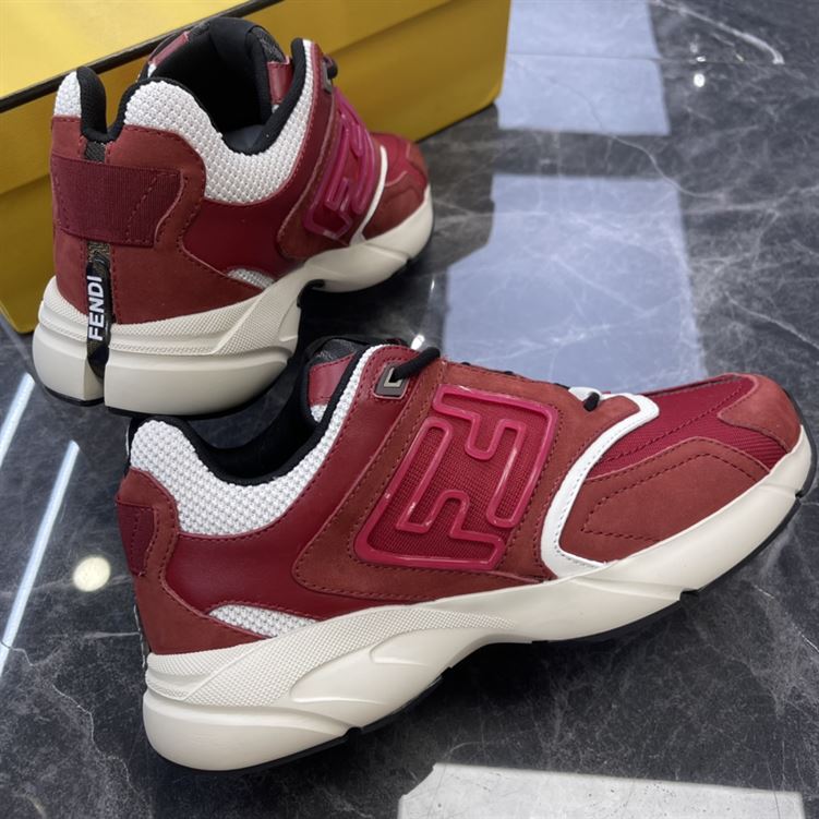 FENDY FASTER TRAINERS BURGUNDY NUBUCK LEATHER LOW TOPS – FDS021