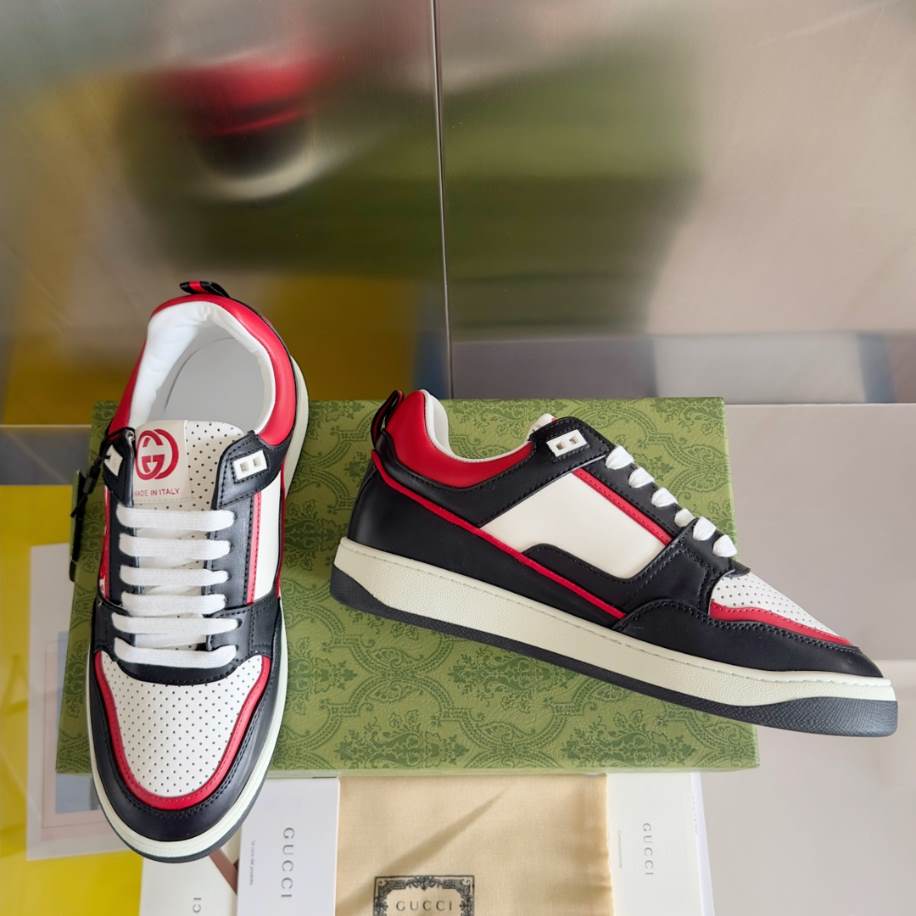 Gucci Unisex Black Red White Sneakers – GCC217