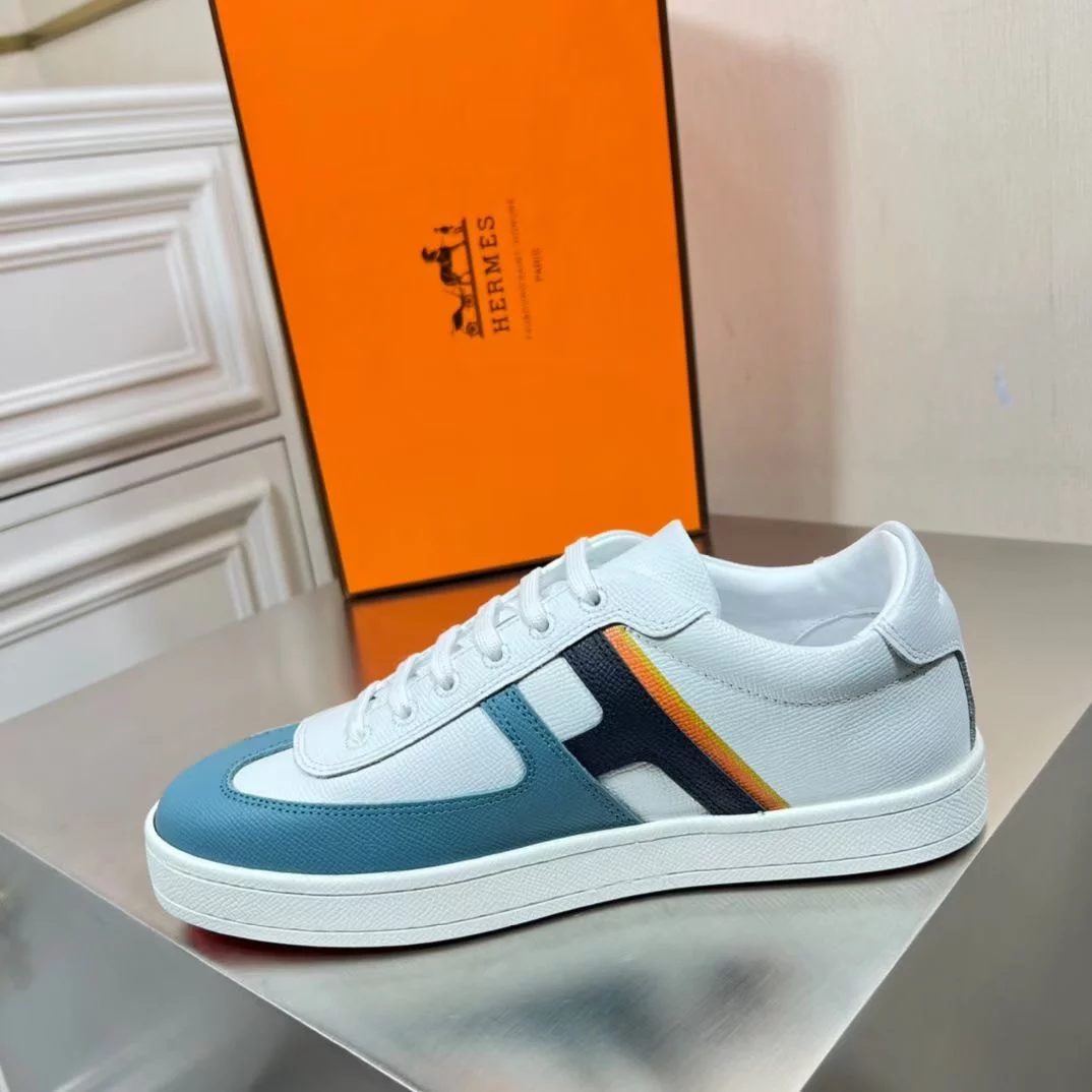 Hermes Boomerang Sneakers In Multicolore Blue Leather – HM054