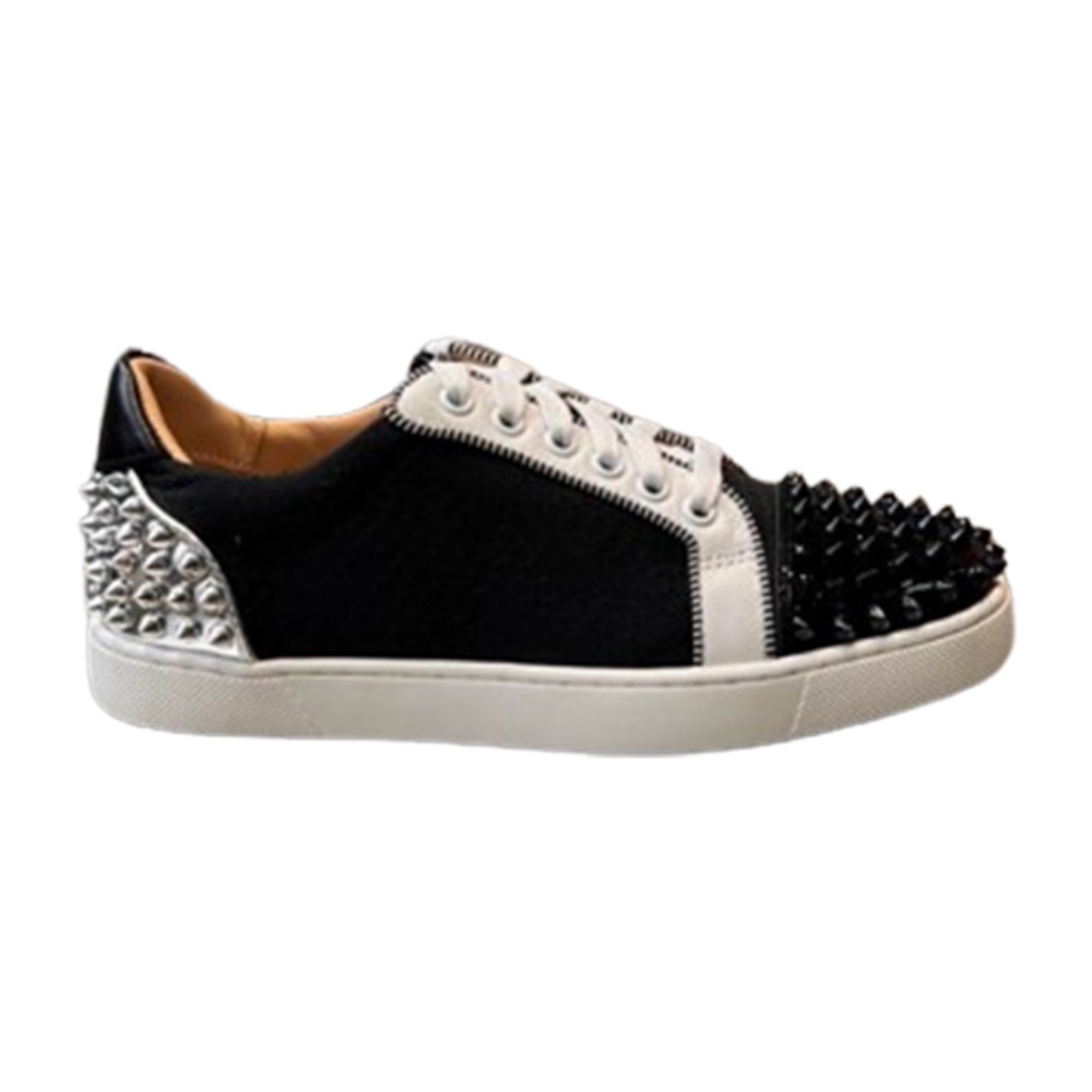 Christian Louboutin Low Top Black White Silver Sneaker – CLS048