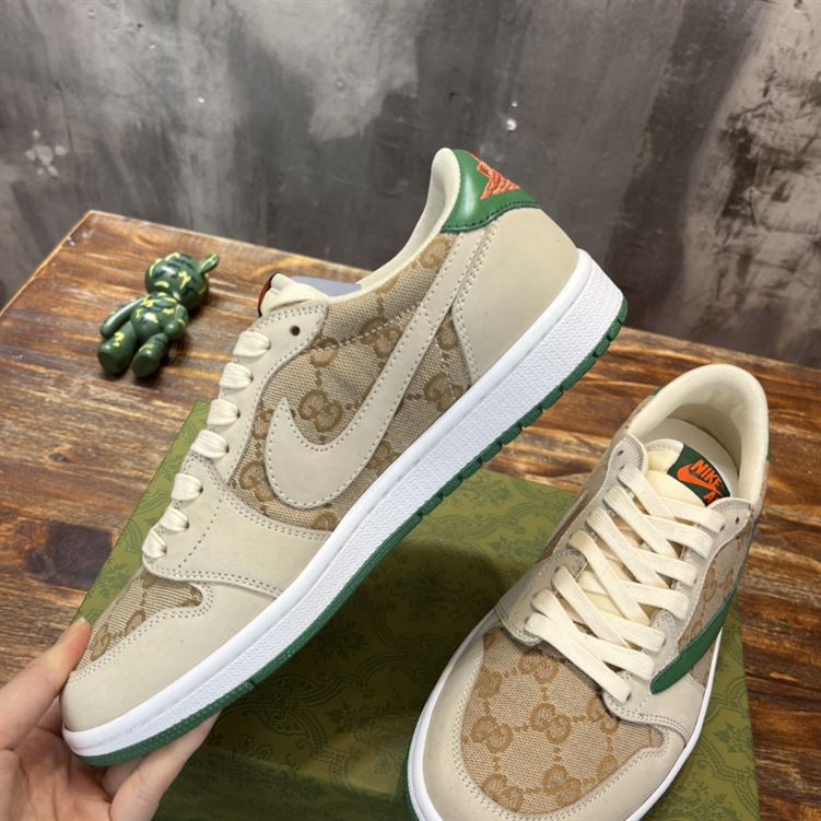 GUCCI X AIR JORDAN 1 LOW WHITE BROWN GREEN – GCC050