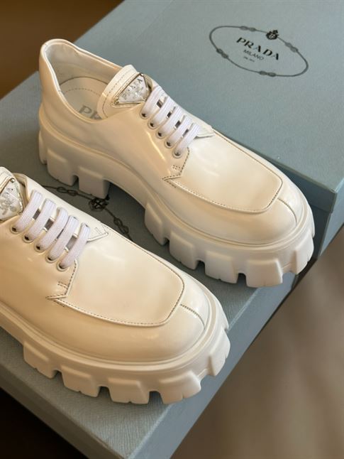 PRADA MONOLITH BRUSHED LEATHER LACE-UP SHOES – PRS061