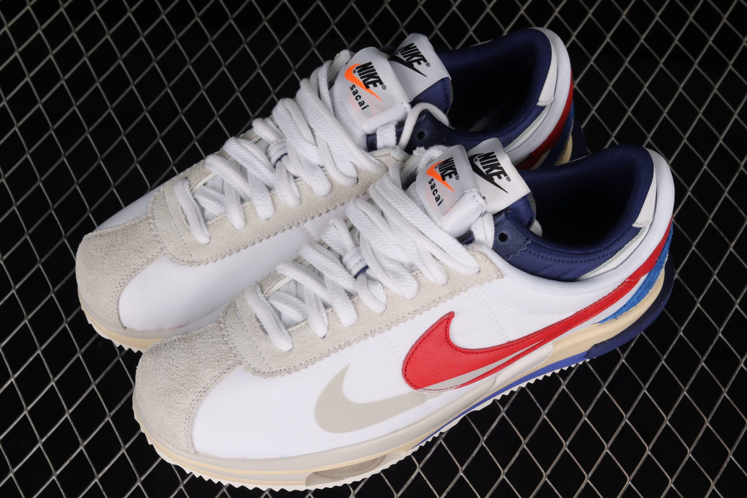 Sacai x Nike Cortez White Red Navy Blue