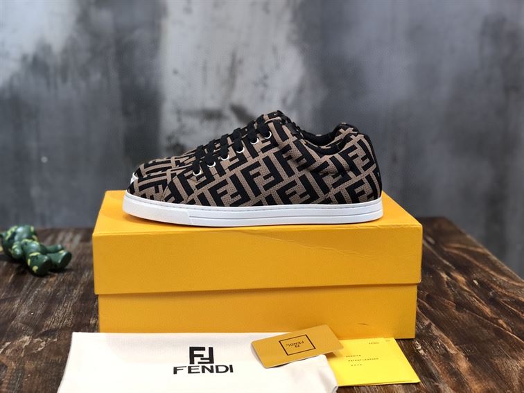 FENDI SNEAKERS BROWN FABRIC LOW-TOPS – FDS007