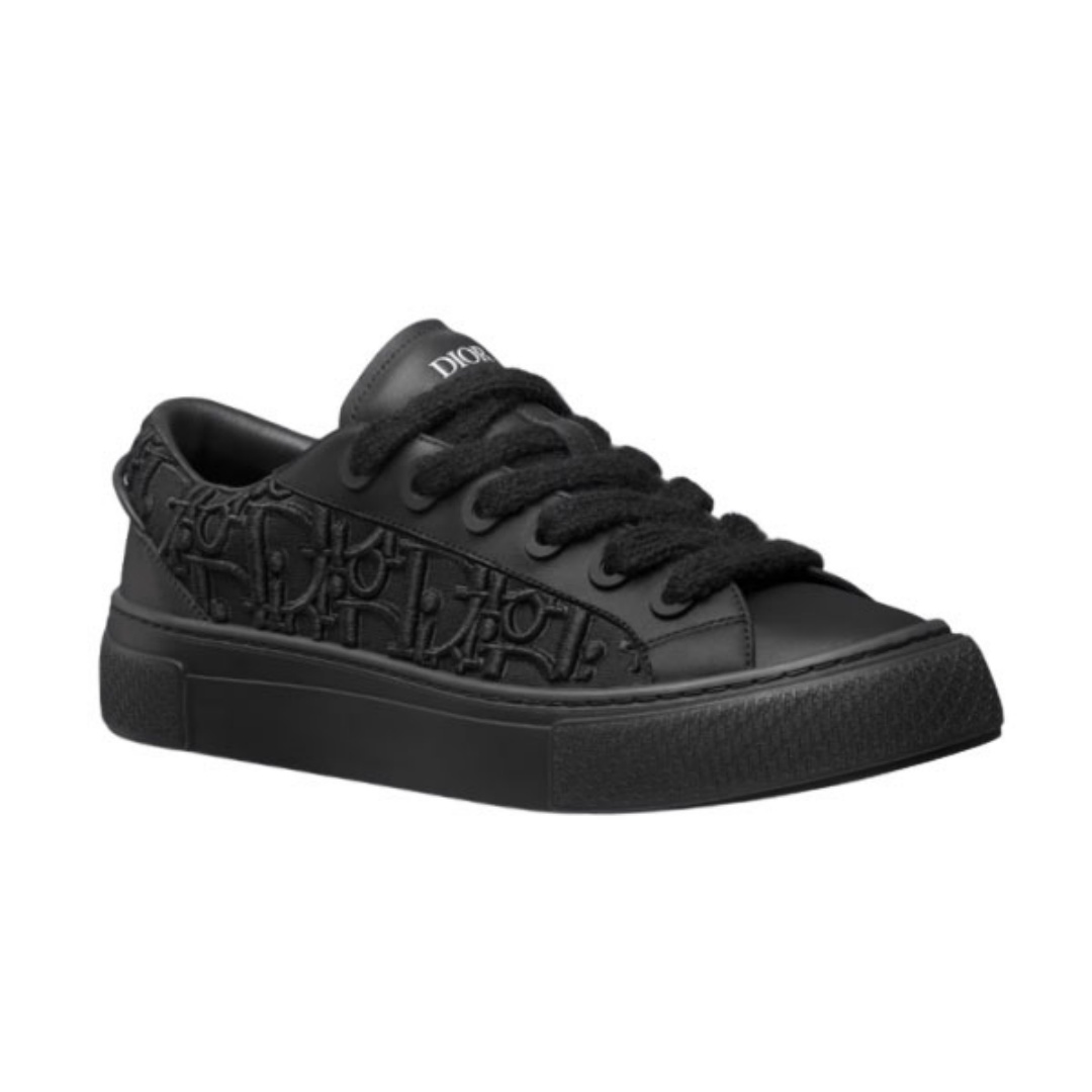 DIOR B33 SNEAKER BLACK SMOOTH CALFSKIN AND DIOR OBLIQUE RAISED EMBROIDERY – DO132