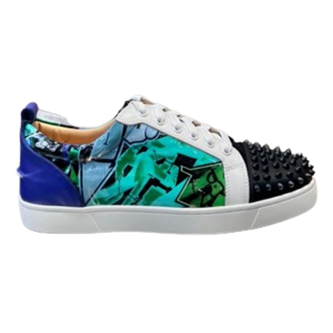 Christian Louboutin Casual Rivet Low Top Spikes Flats Blue Sneaker – CLS046