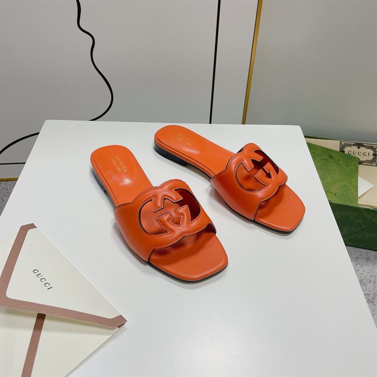 GUCCI WOMEN’S INTERLOCKING G CUT-OUT SLIDE SANDAL – GSL015