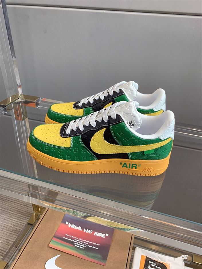LOUIS VUITTON X NIKE AIR FORCE 1 LOW-TOP SNEAKERS IN YELLOW AND GREEN – LVS108