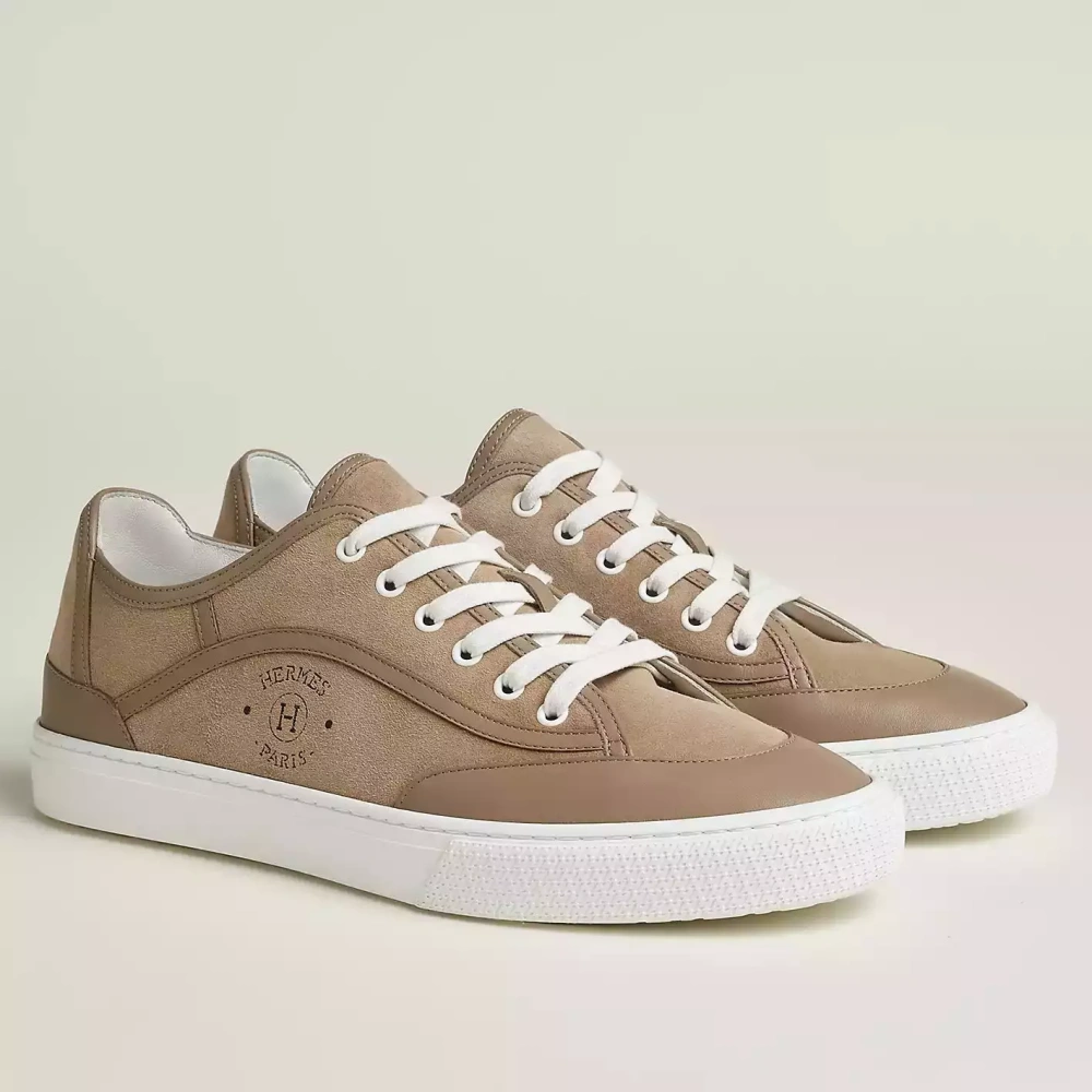 Hermes Men’s Get Sneakers in Beige Suede Leather – HM022