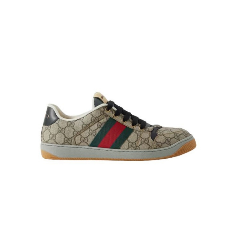 GUCCI MEN’S SCREENER SNEAKER IN BEIGE AND EBONY GG SUPREME – GCC055