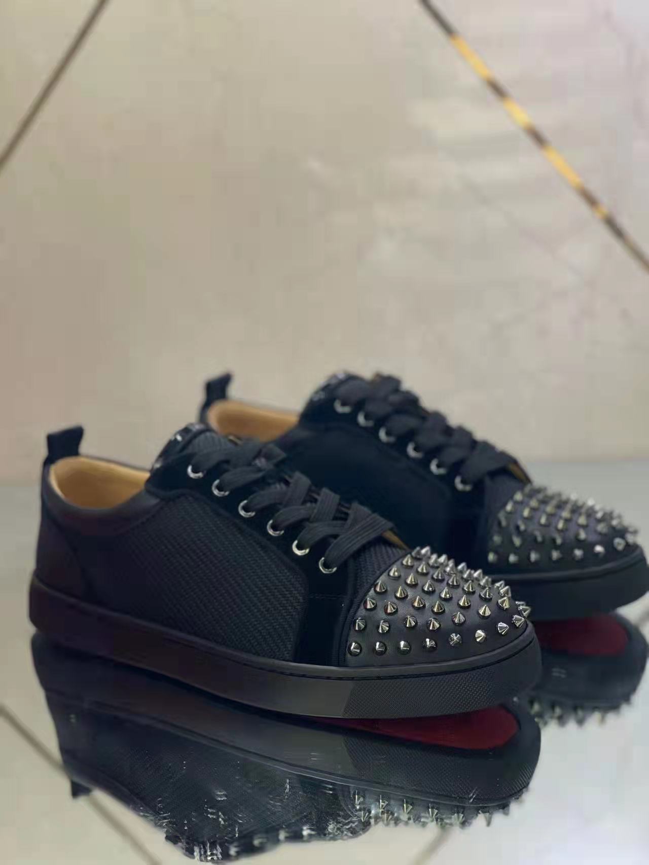 Christian Louboutin Louis Junior Spikes Orlato Flat “Black”