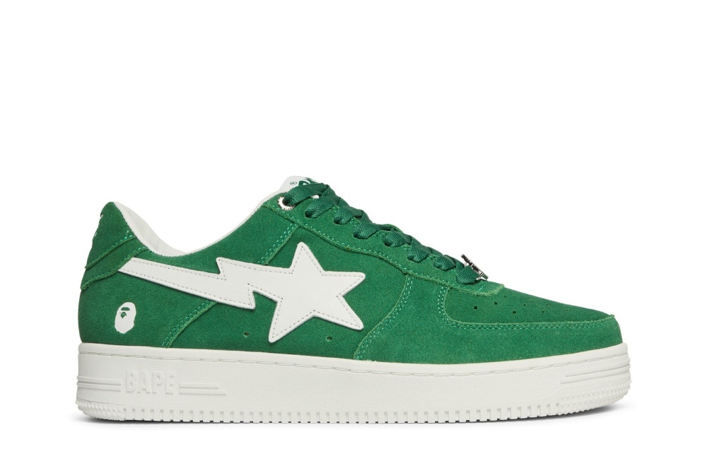 A Bathing Ape Bape Sta Low Green Suede