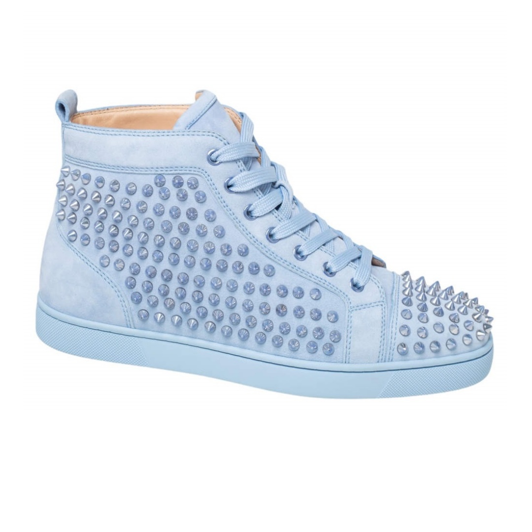 Christian Louboutin Blue Suede Louis Spikes High Top Blue