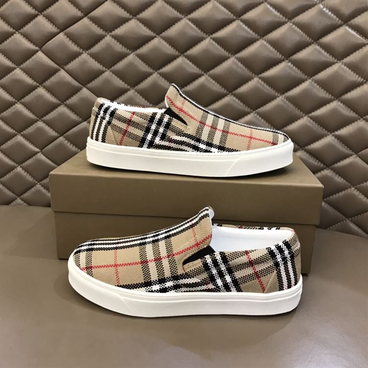 BURBERRY BIO-BASED SOLE LATTICED COTTON SLIP-ON SNEAKERS – BBR024