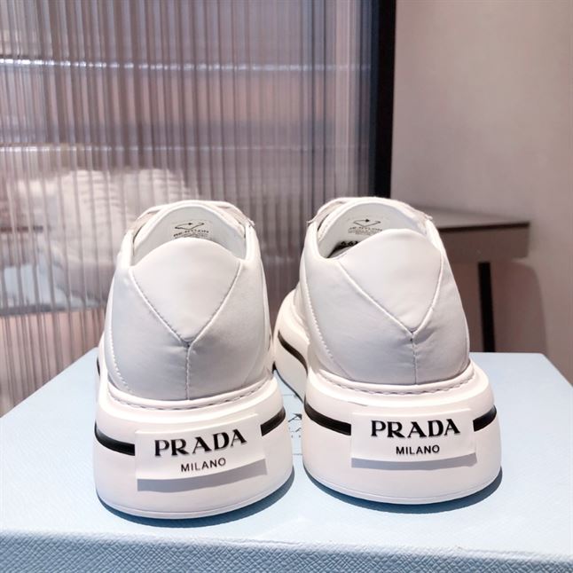 PRADA MACRO RE-NYLON AND BRUSHED LEATHER SNEAKERS – PRS057