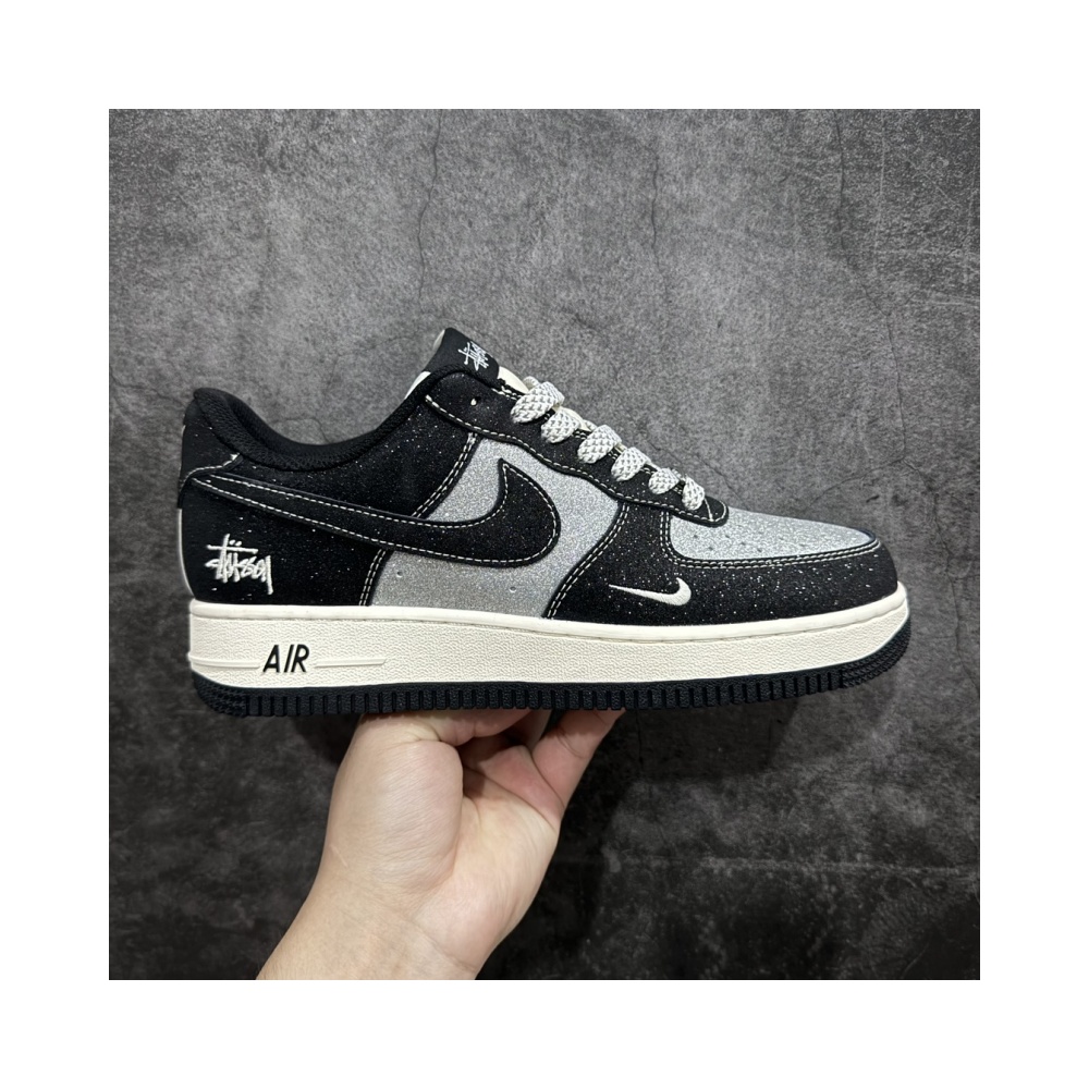 Nike Air Force 1 Low 07 x Stussy Black and Silver Hooks and Stars