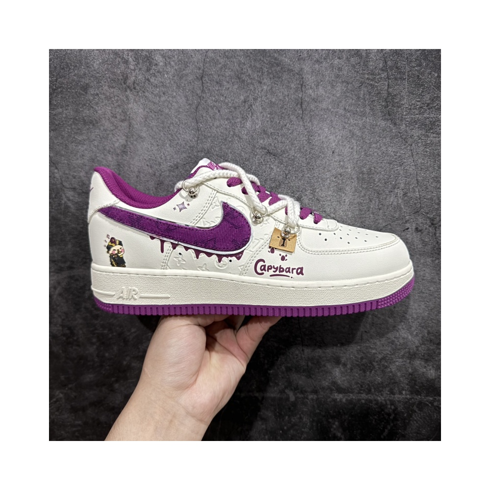 Nike Air Force 1 Low 07 x Louis Vuitton Graffiti White and Purple Straps