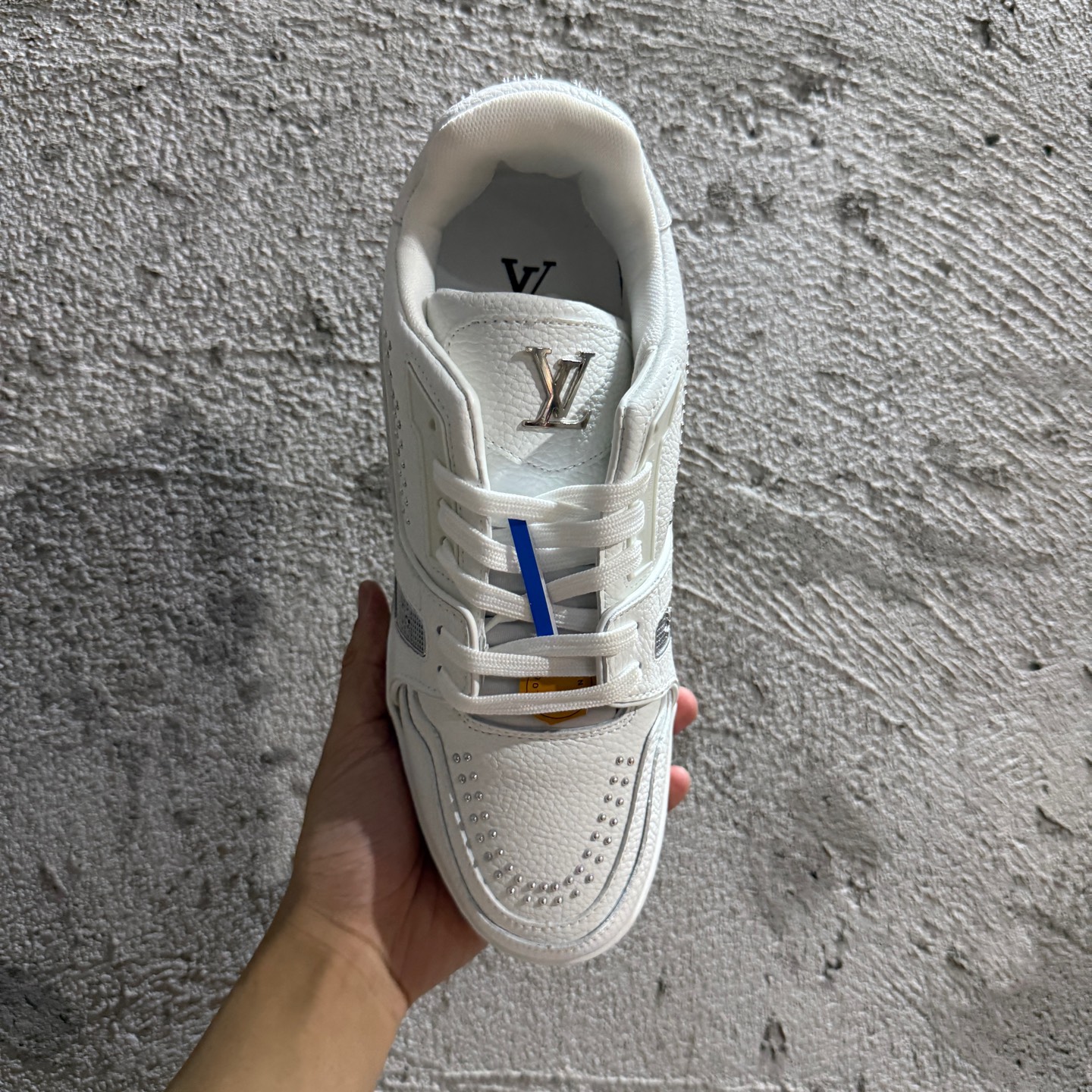 Louis Vuitton LOUIS VUITTON Trainer 2025 Early Spring Men's Series Cowhide Leather Round Toe Lace-up Low-top Sneakers Men's White