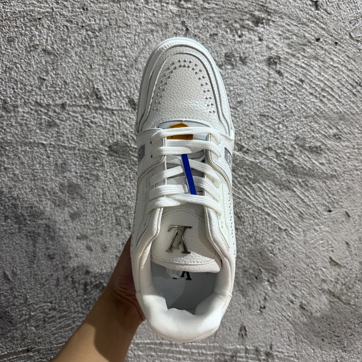 Louis Vuitton LOUIS VUITTON Trainer 2025 Early Spring Men's Series Cowhide Leather Round Toe Lace-up Low-top Sneakers Men's White