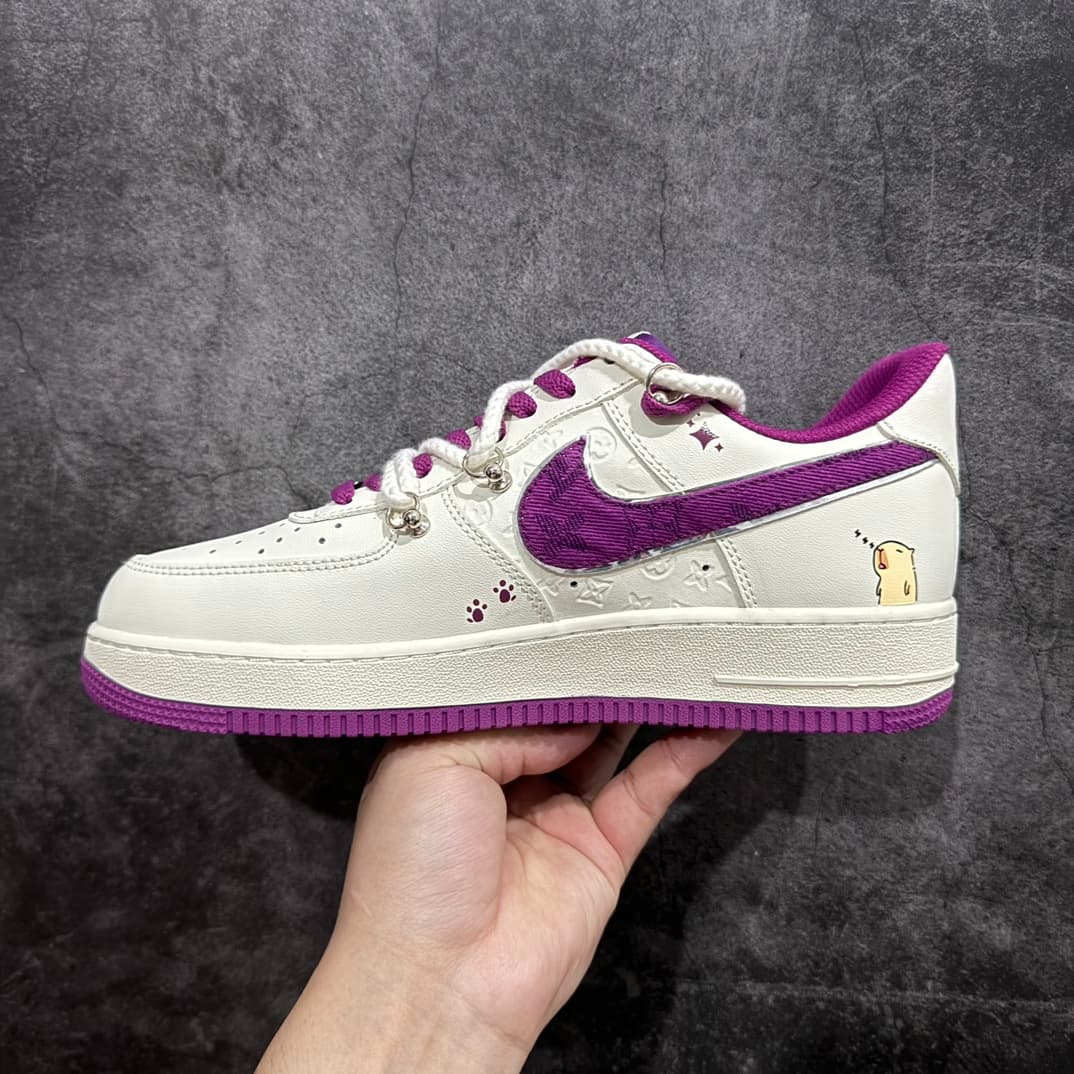 Nike Air Force 1 Low 07 x Louis Vuitton Graffiti White and Purple Straps
