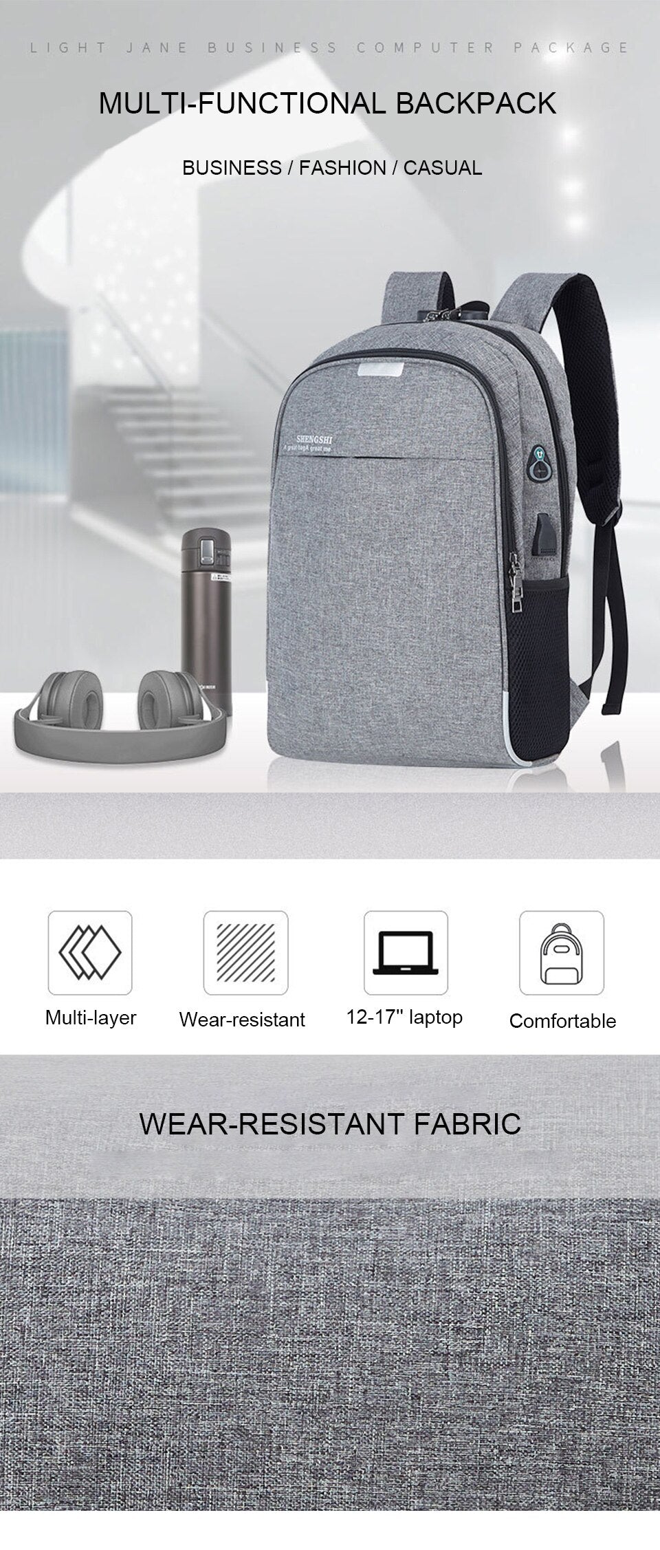 Anti Thief Travel Laptop Bag