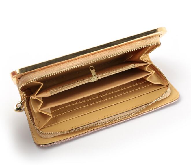 fashion high capacity women wallets metal crown lady