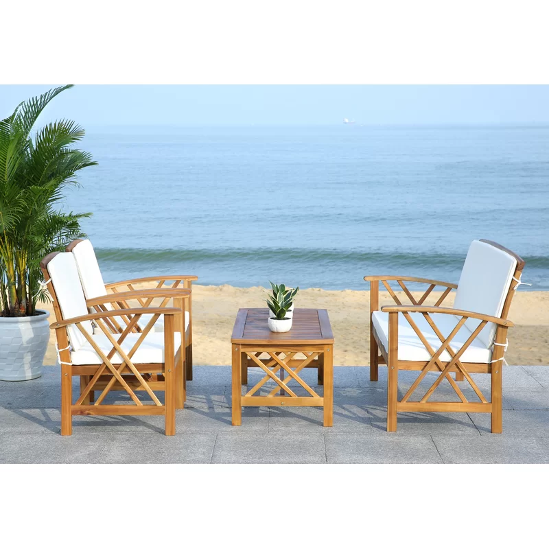 Aana Wicker 4 - Person Garden Lounge Set with Cushions