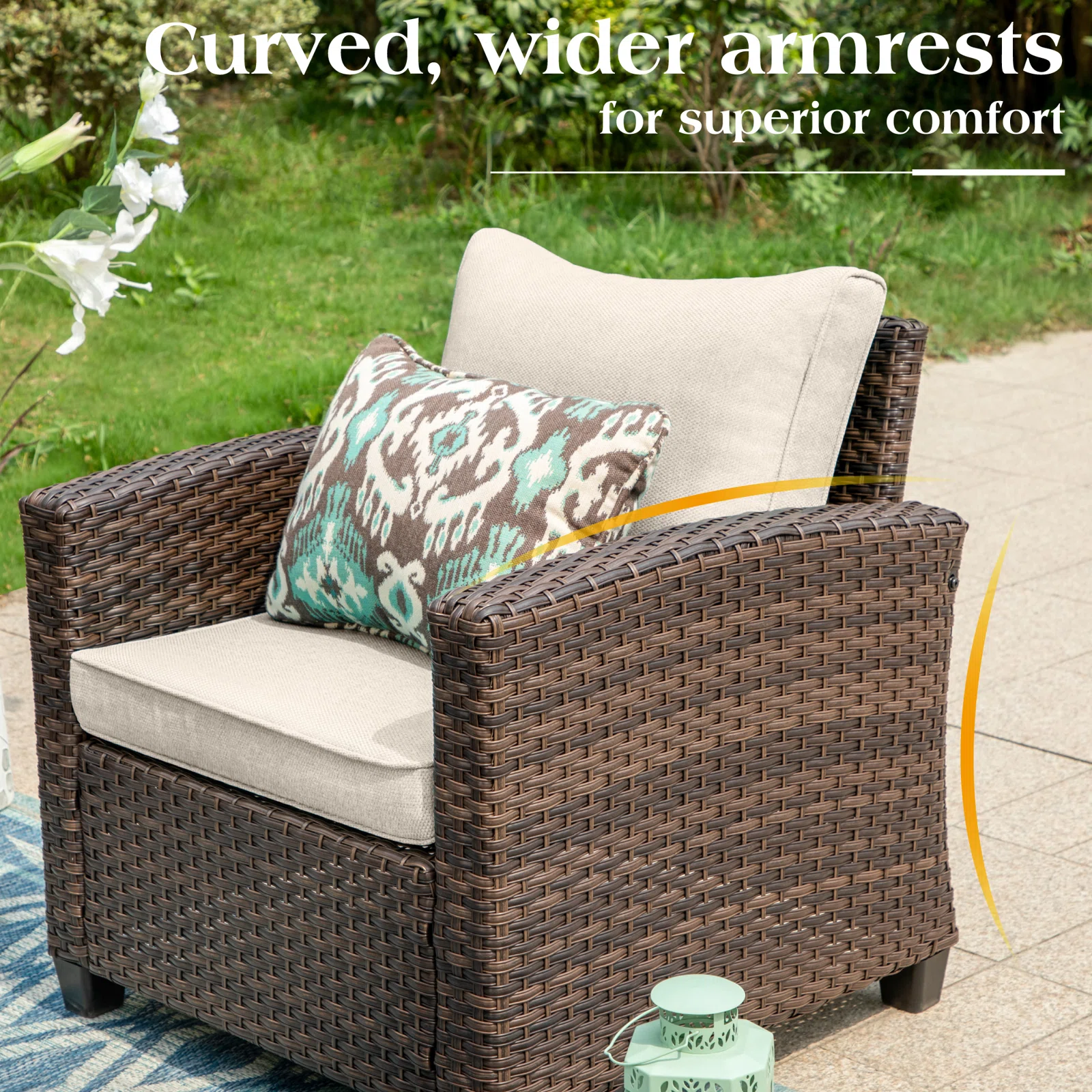 Wicker 9 - Person Garden Lounge Set with Cushions