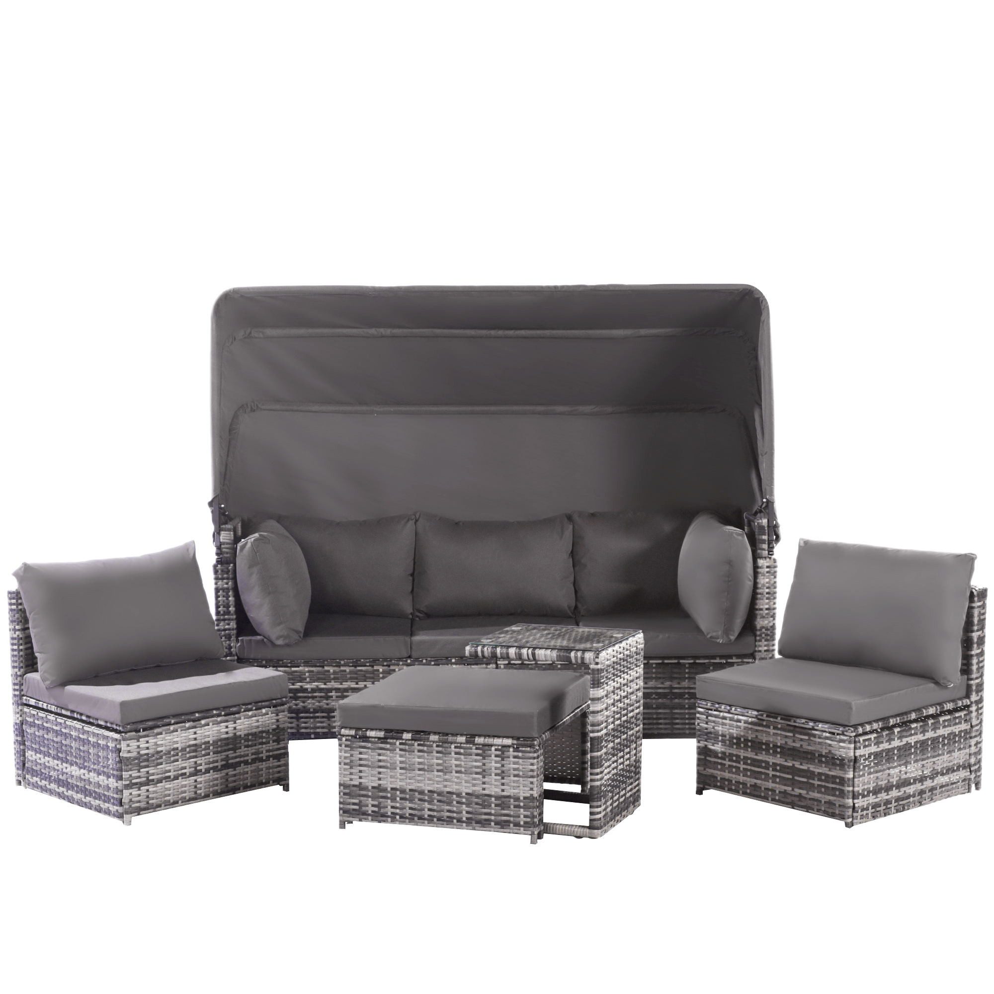 XDOVET Gartenlounge-Set Gartenmöbel Rattan Sonneninsel Sitzgruppe Terrassen Wetterfest