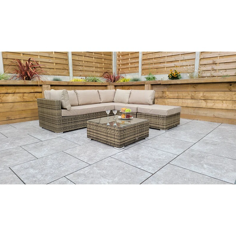 Margaret Wicker 5 - Person Garden Lounge Set with Cushions