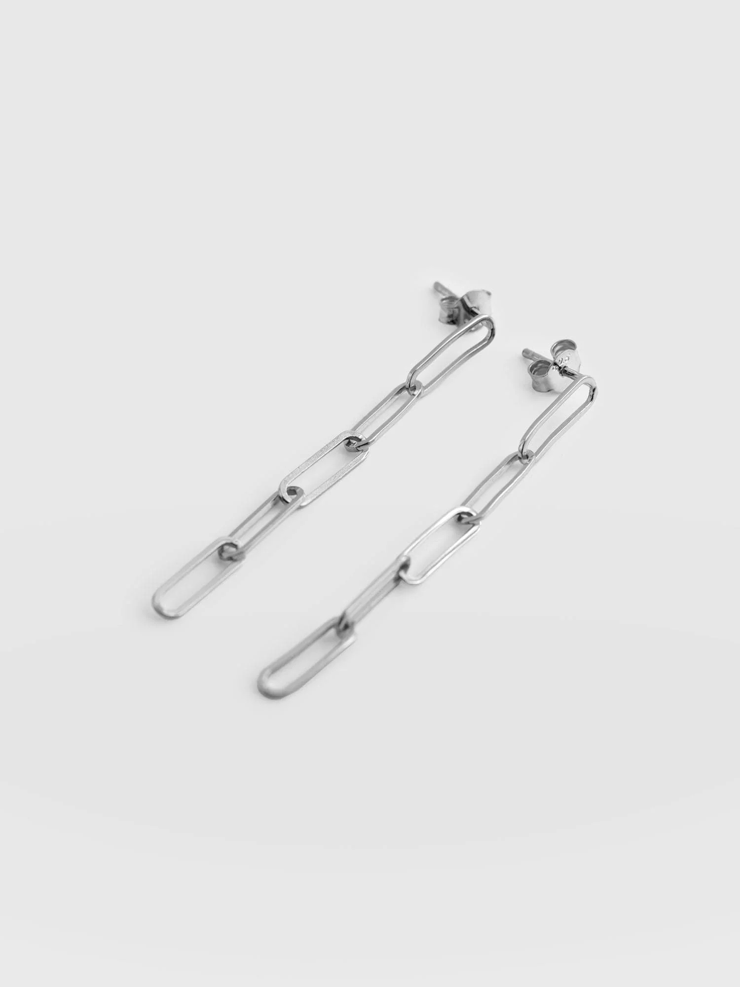Link Chain Drop Earrings - Silver