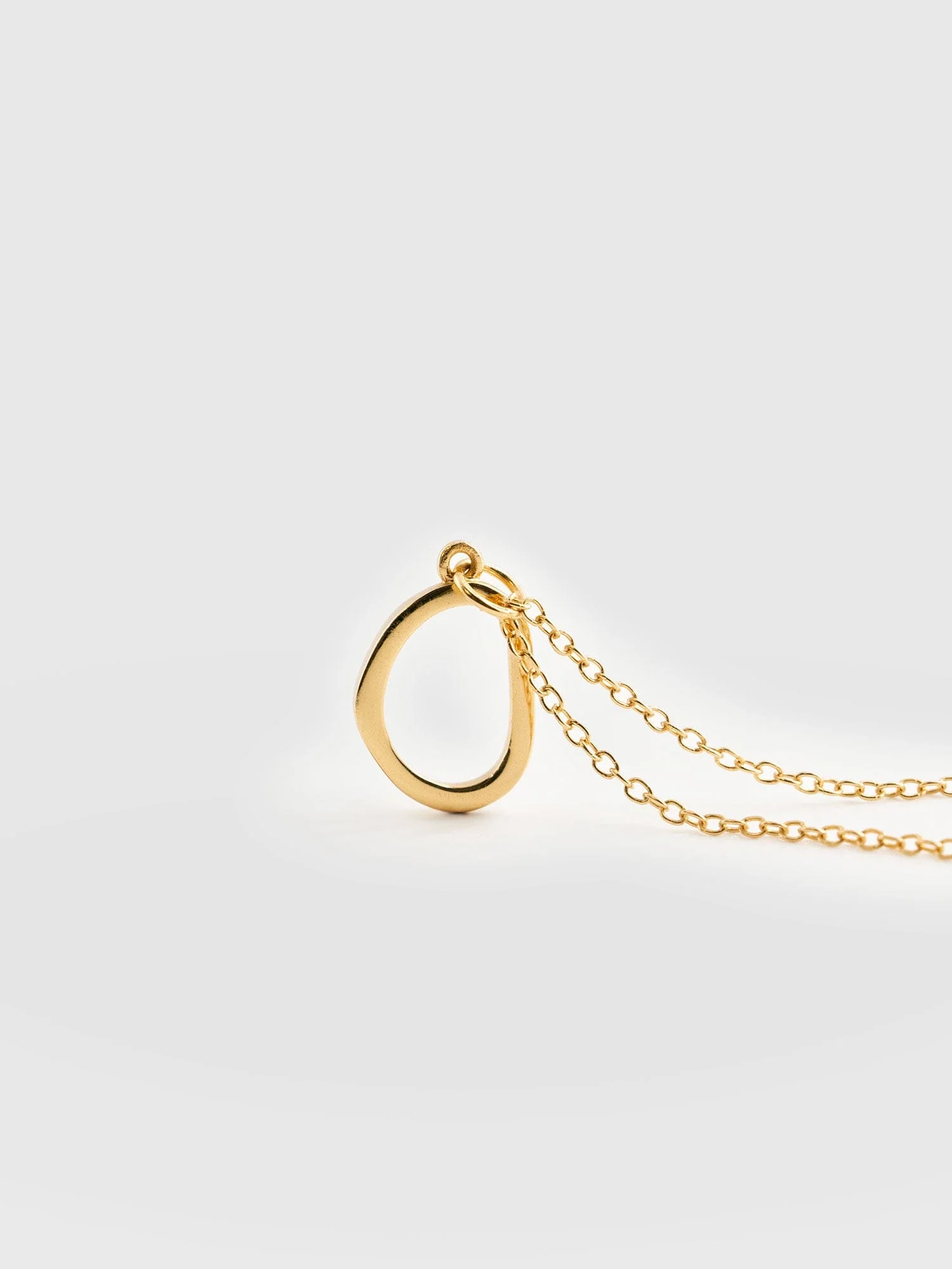 Organic Open Oval Charm Necklace - Gold