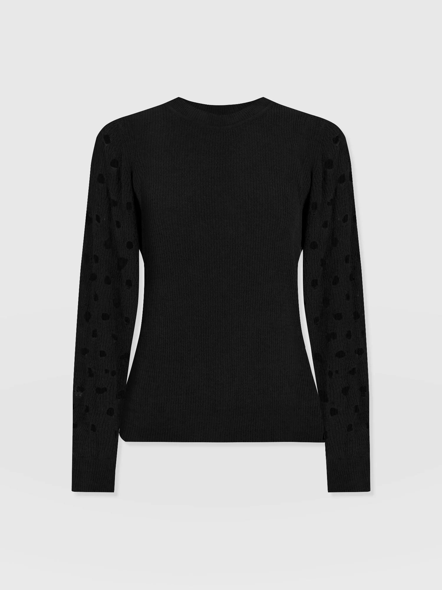Suki Lace Hole Knit - Black
