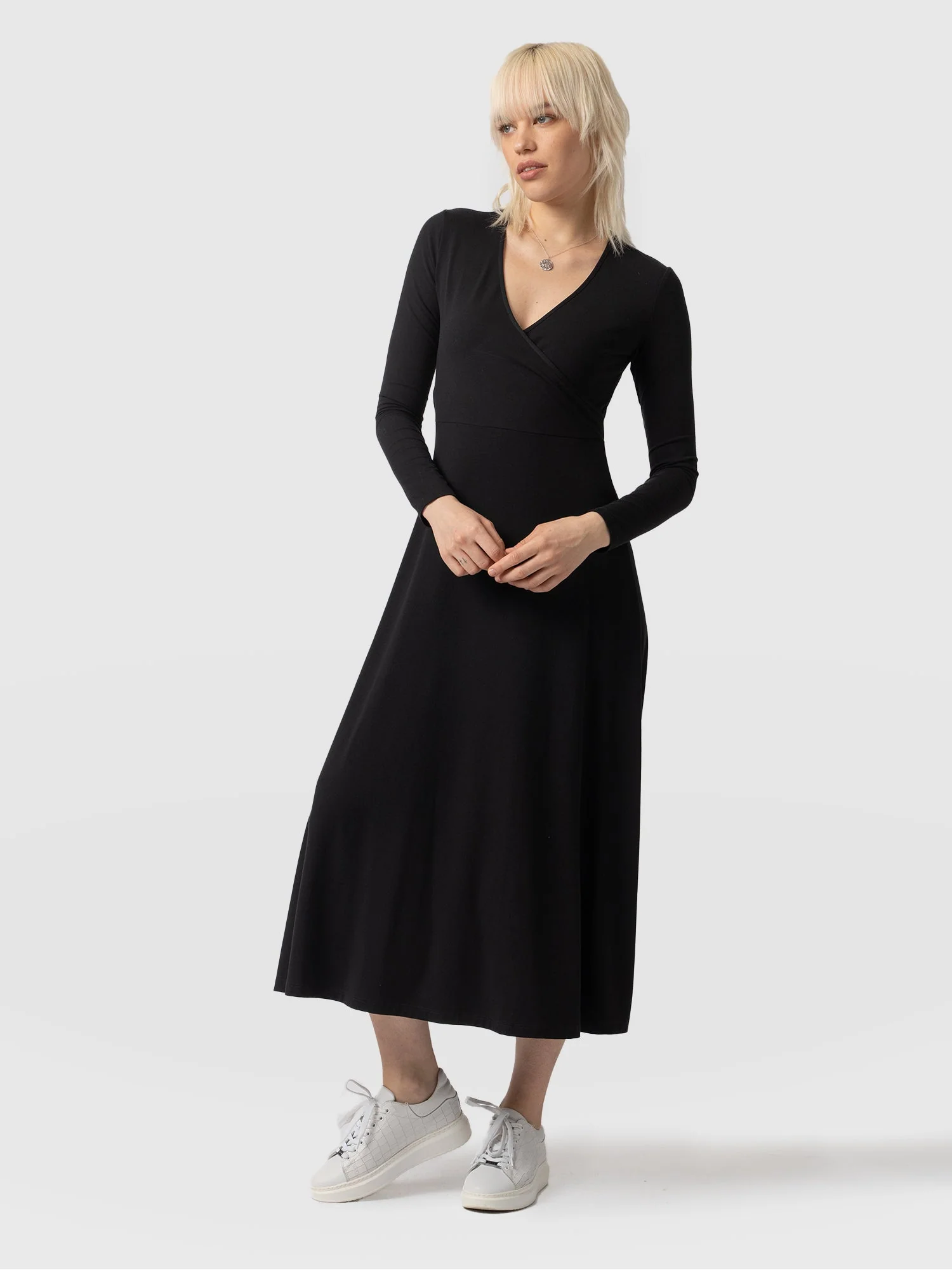 Maggie Wrap Midi Dress - Black