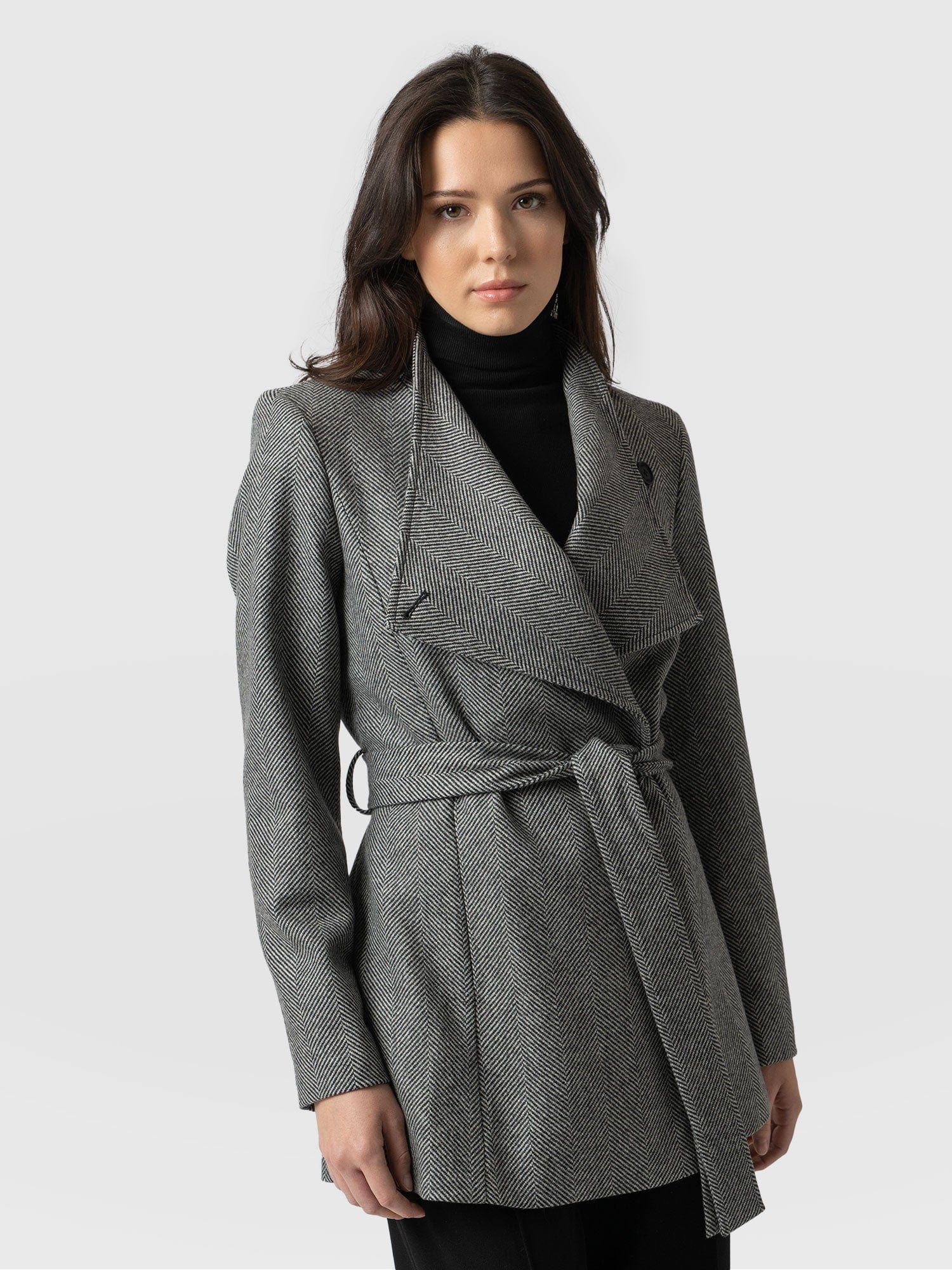Sienna Wrap Coat - Chevron