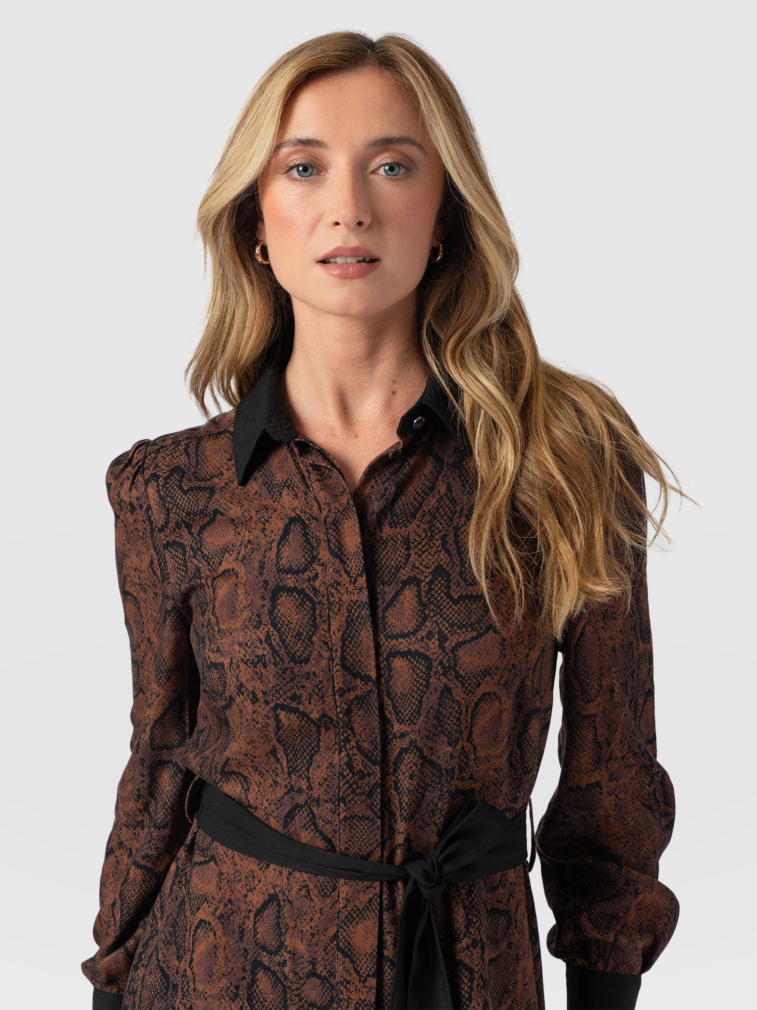 Jacqueline Shirt Dress - Brown Snake