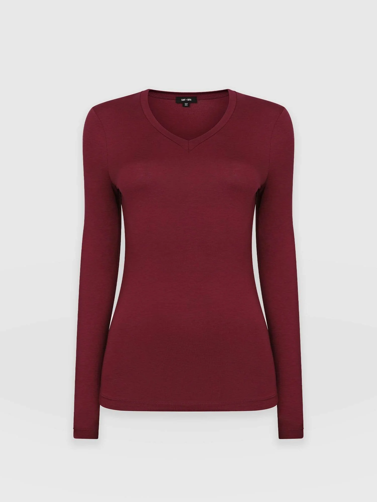 Austen V Neck Tee - Burgundy