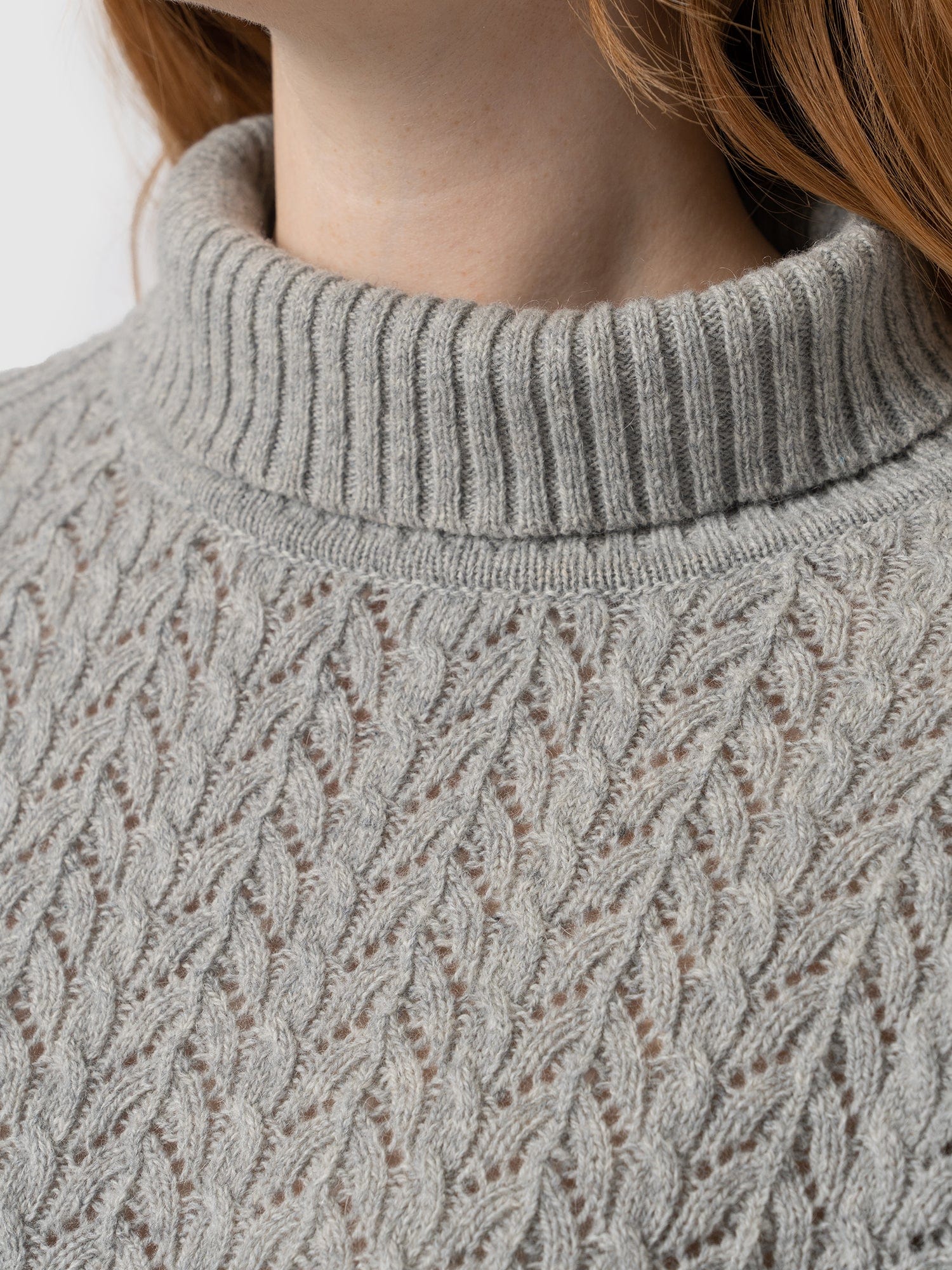 Glen Cable Knit Sweater - Grey Melange