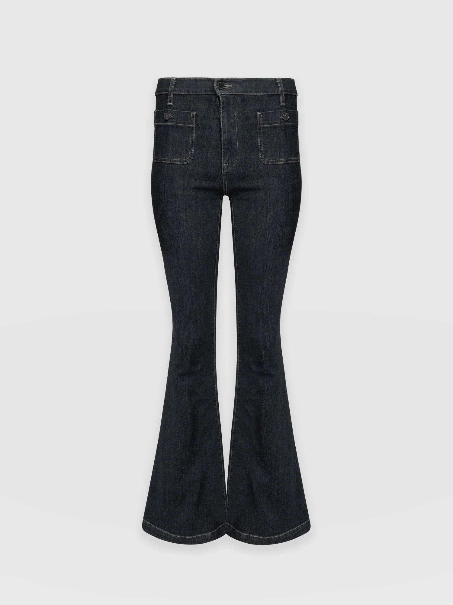 Bowie Stretch Flare Jeans - Black Wash