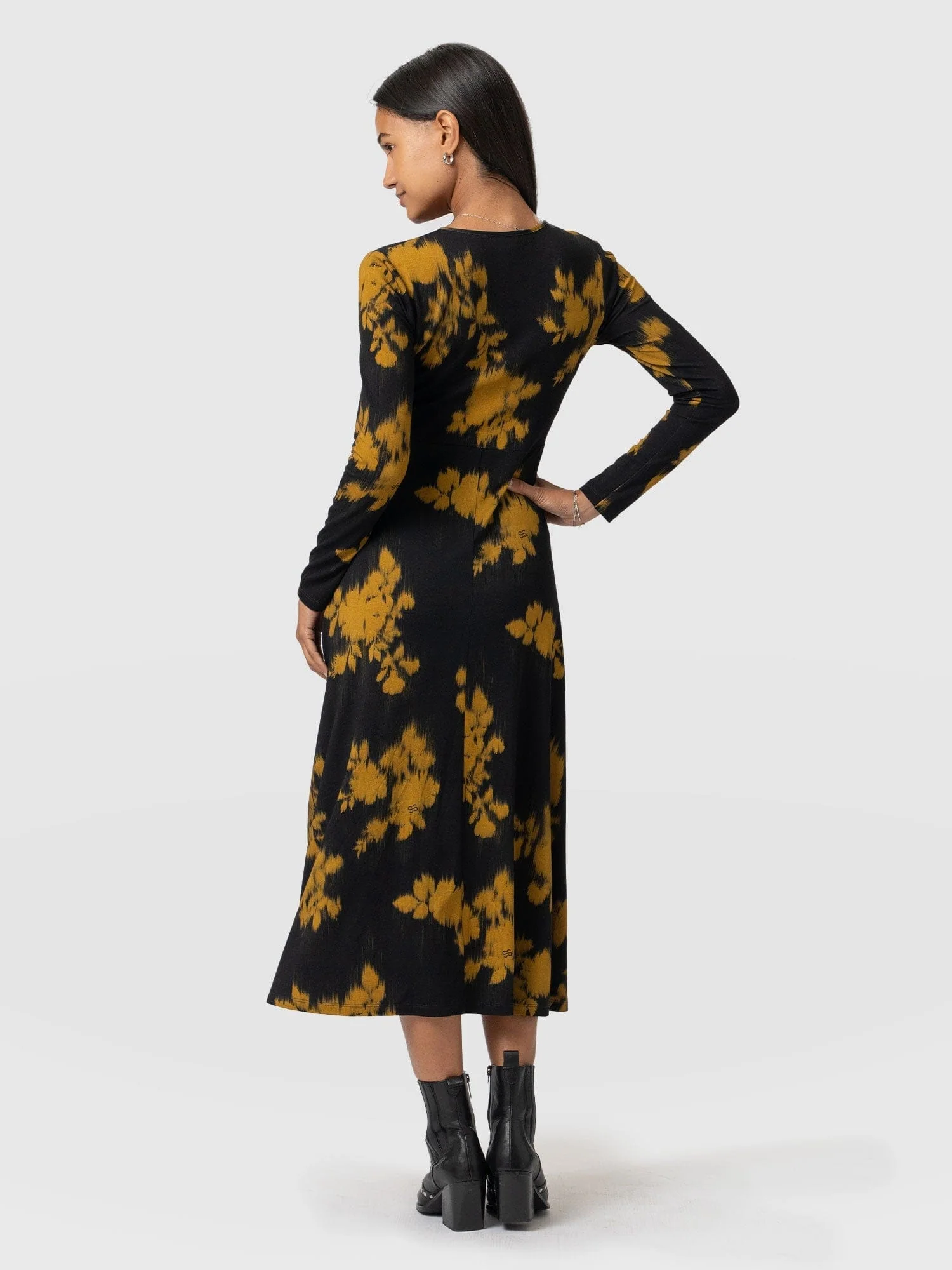Maggie Wrap Midi Dress - Yellow Fade Floral
