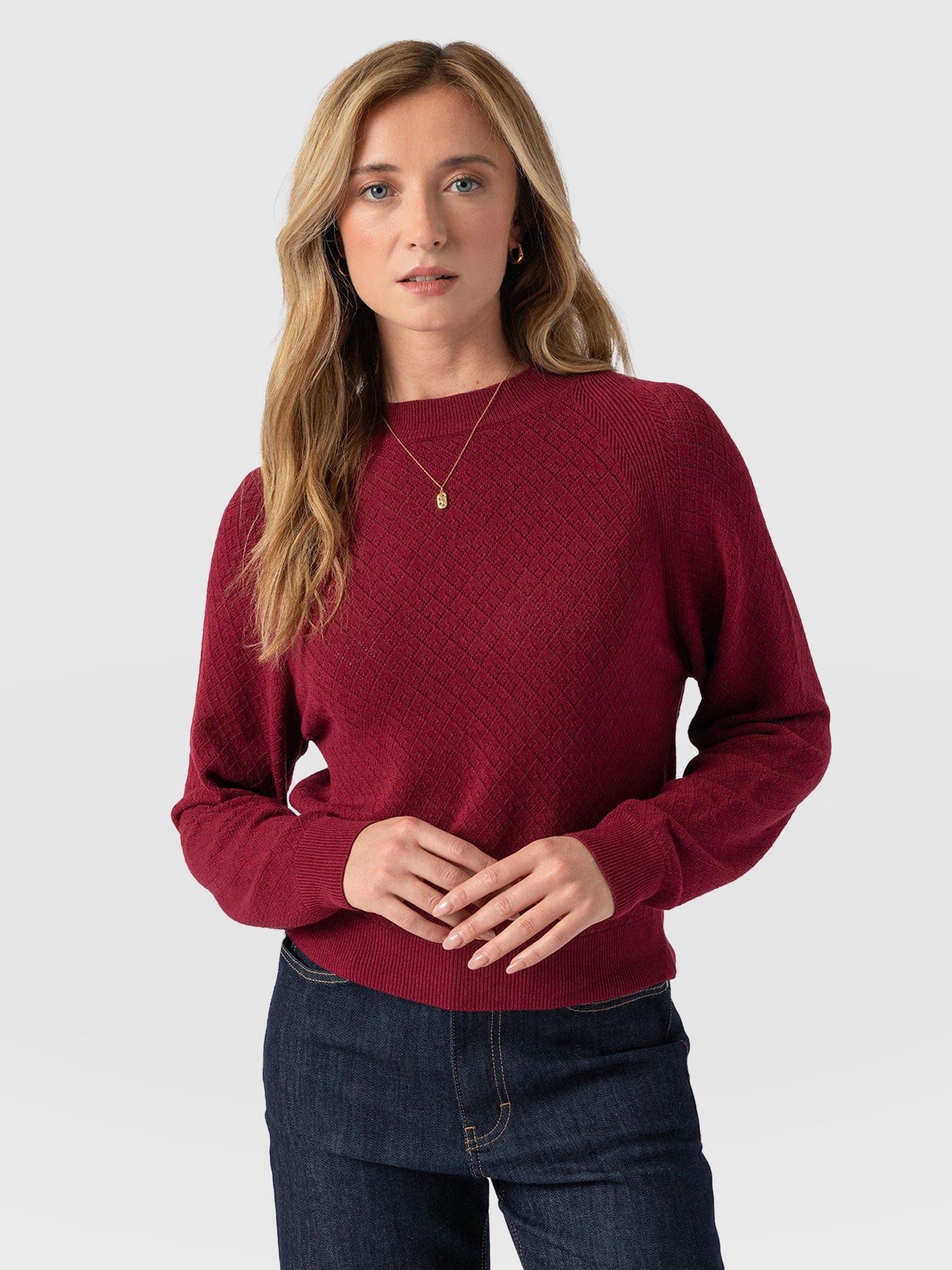 Diamond Knit Sweater - Deep Pink