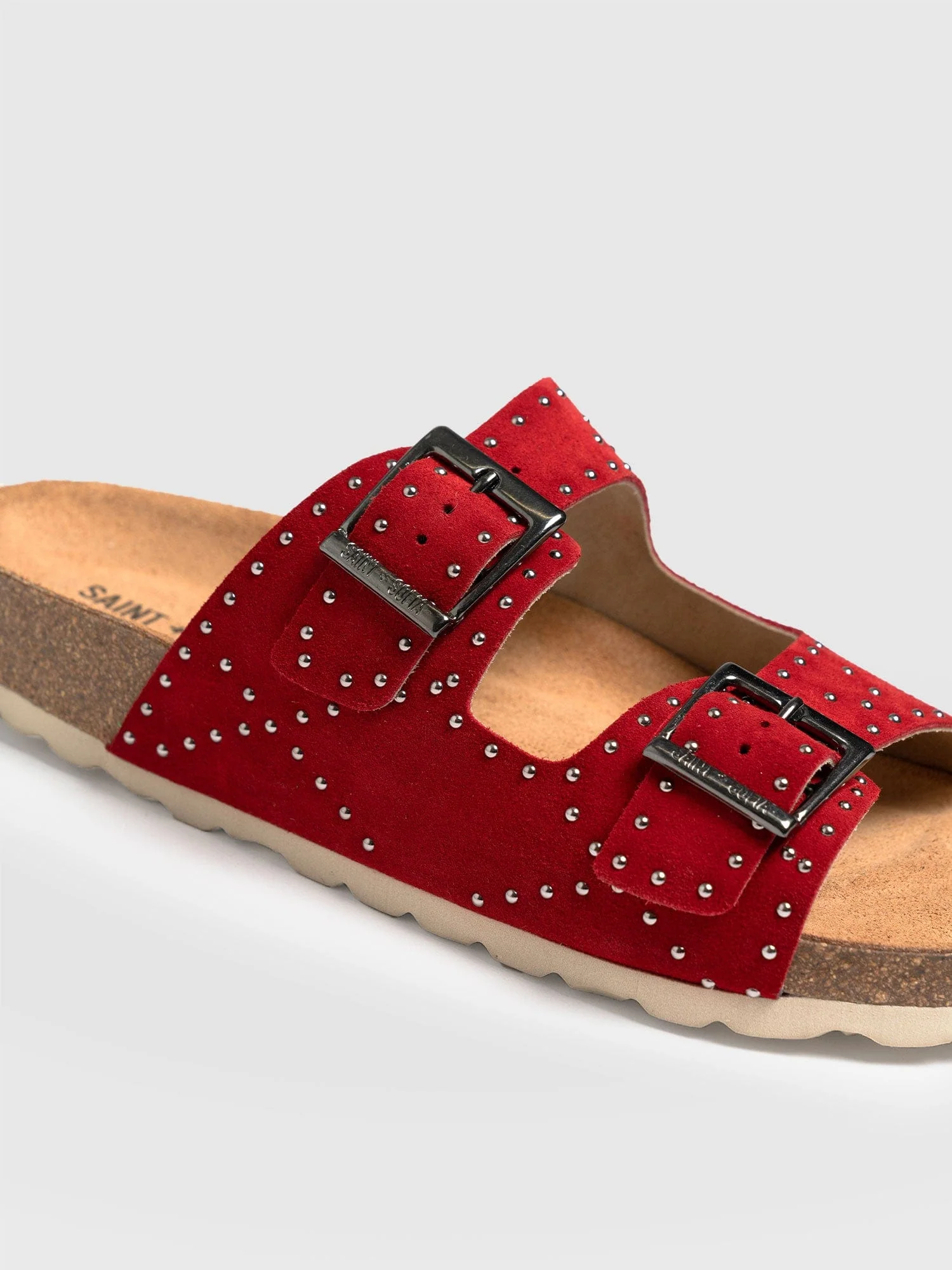 Studded Sutton Slides - Red