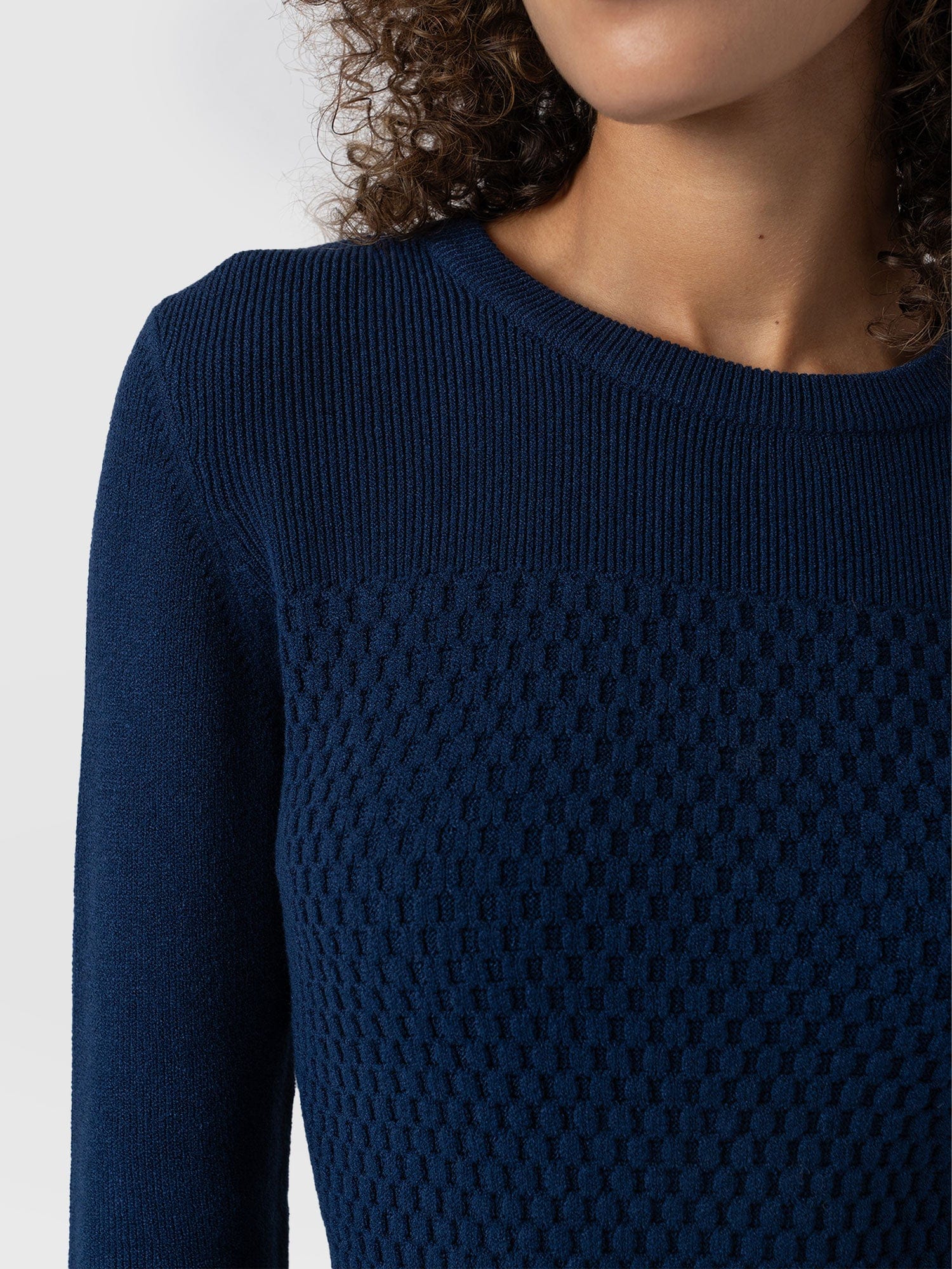 Honeycomb Rib Sweater - Navy