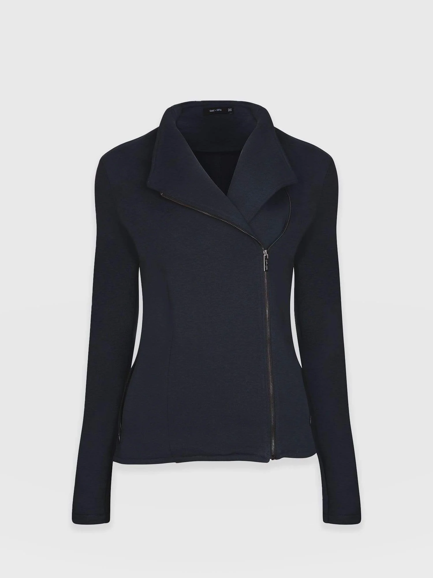 Cotton Biker Jacket - Navy