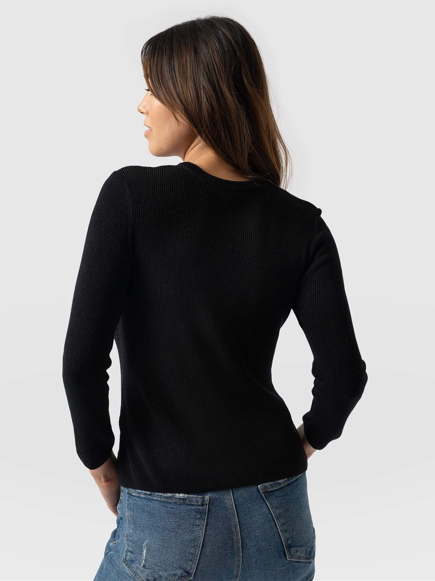 Honeycomb Rib Sweater - Black