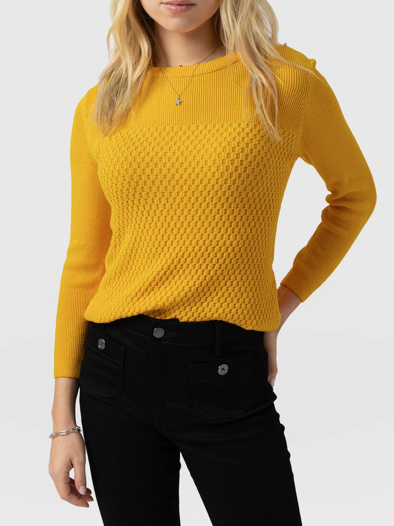 Honeycomb Rib Sweater - Yellow
